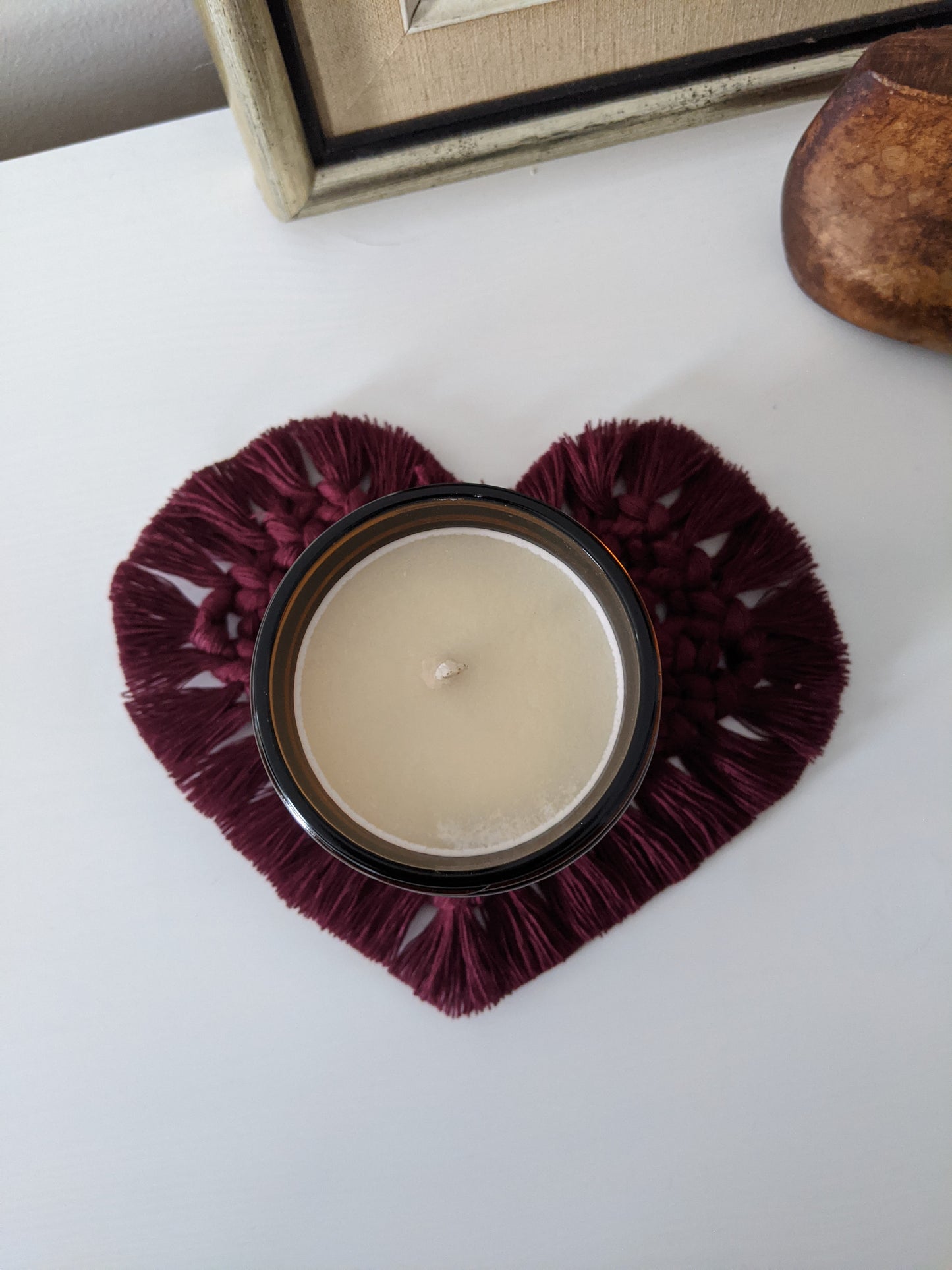 'Be Mine' Macrame Heart Shaped Coaster