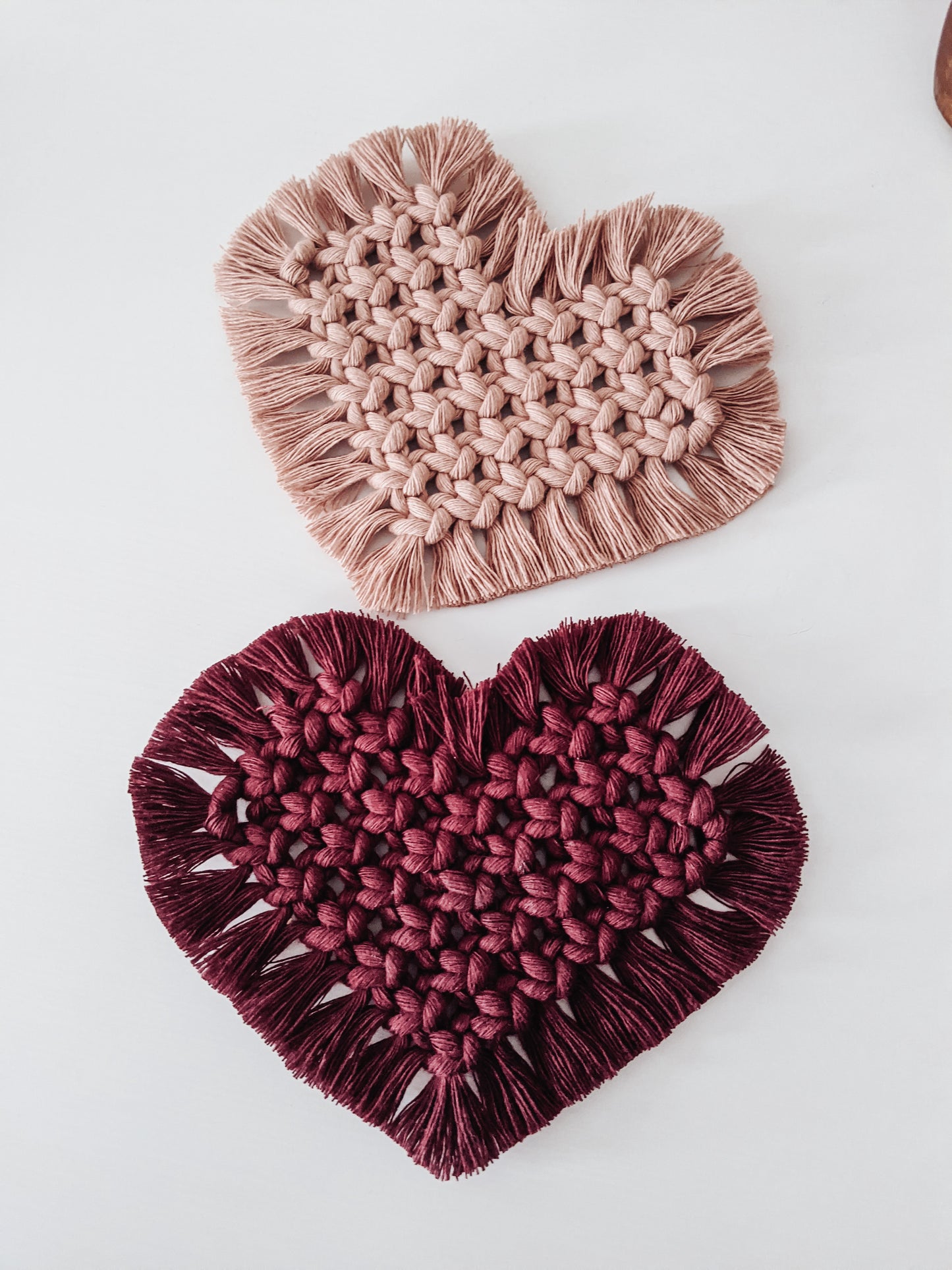 'Be Mine' Macrame Heart Shaped Coaster