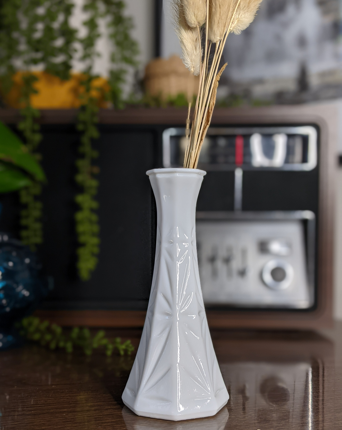 Starburst Milk Glass Bud Vase